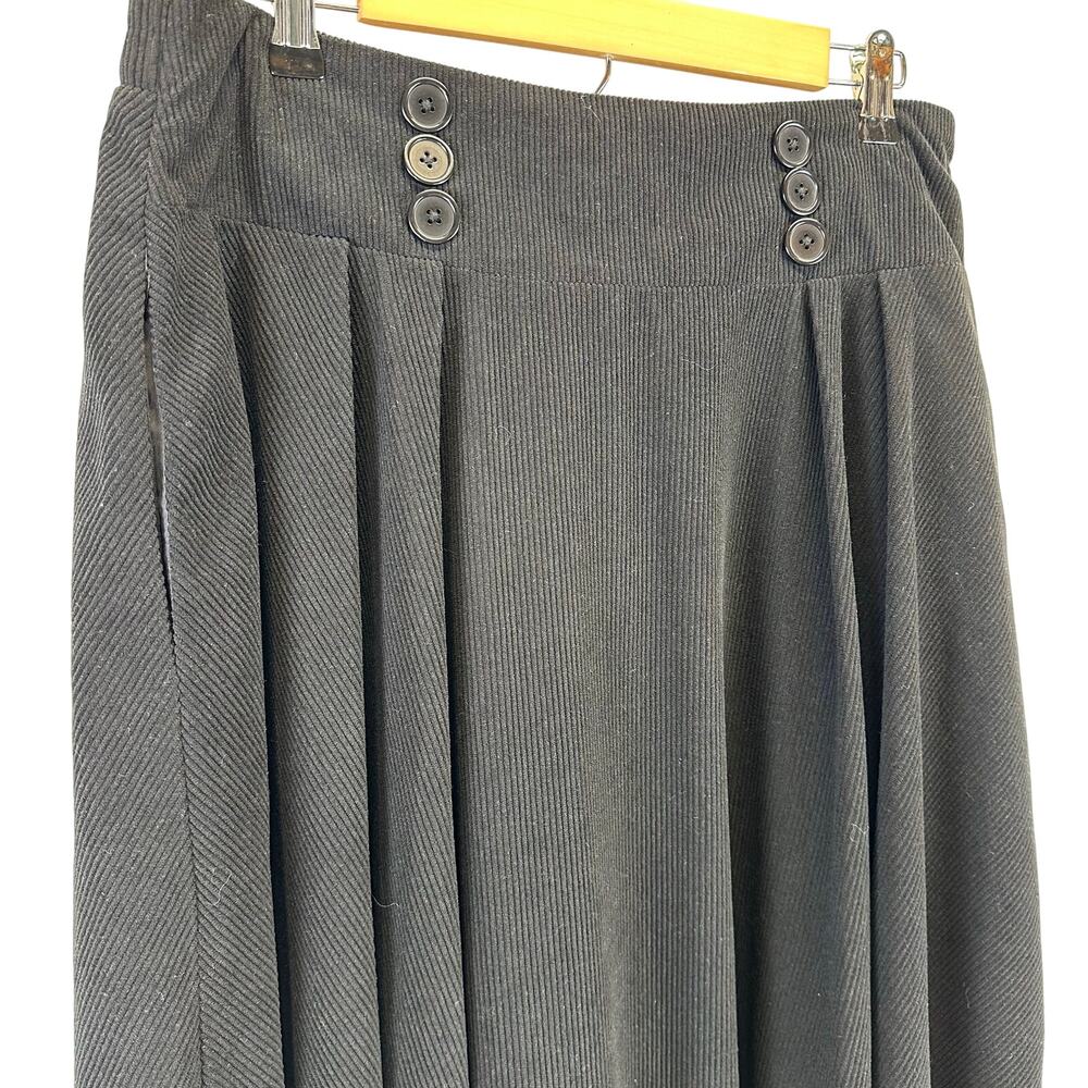 Belle Poque Womens‎ Black Corduroy Flowy Pleated Maxi Skirt Size XL